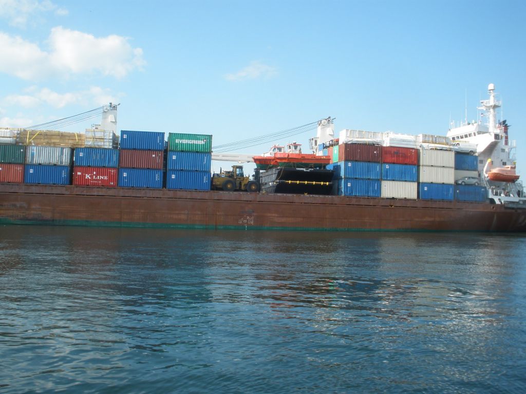 14-Container-Ship-Along-Lock-Canal-With-Some-Of-The-Cargo-Not-In-Containers